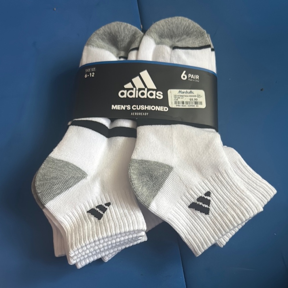 Adidas Athletic Socks White and Gray Performance Comfort